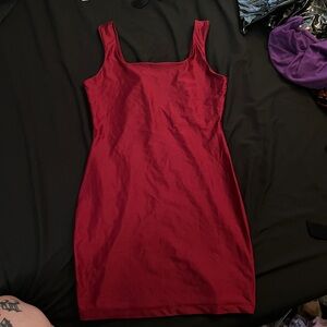 Red silky mini dress